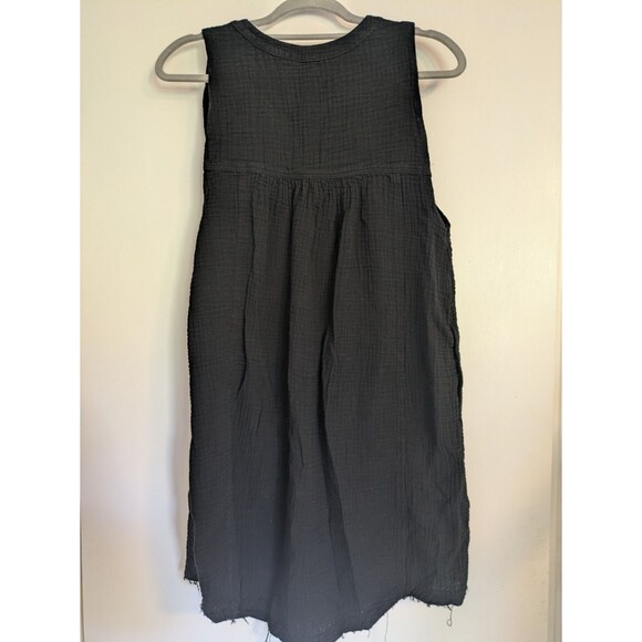 Uncle Frank Dress Mini Sleeveless Black Small/Medium 100% Cotton Gauze Vneck - Picture 2 of 6
